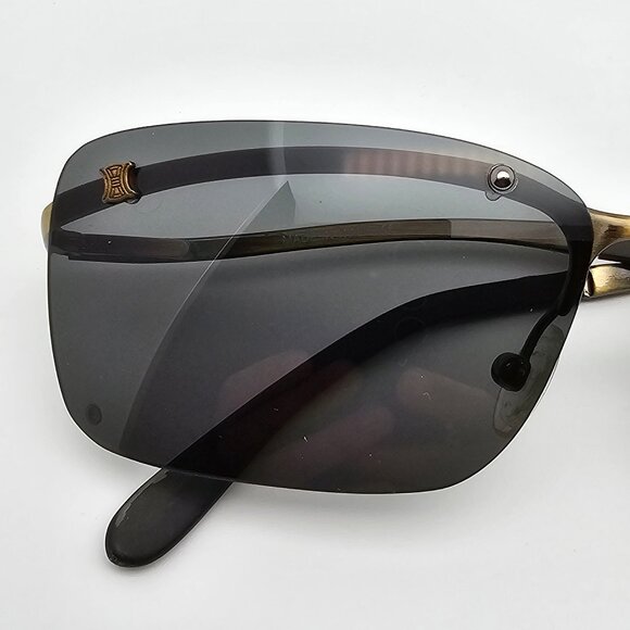 Celine SC1007 Col. S29 Brushed Bronze Frame Grey Lens Rimless Sunglasses Italy - Picture 14 of 16